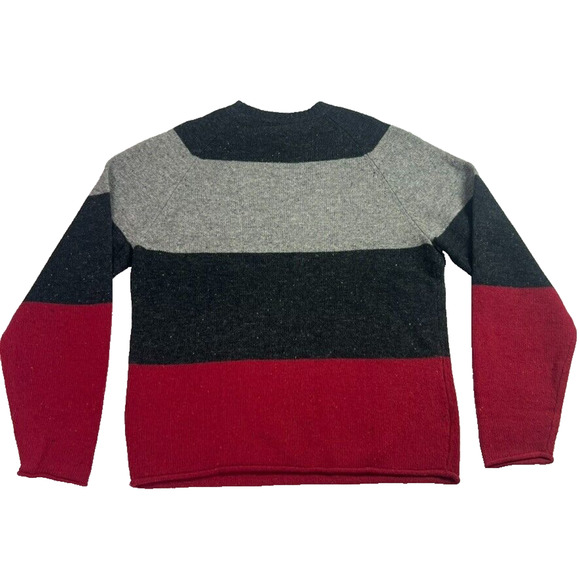 Roundtree & Yorke Sweater Mens Small Colorblock Striped Lambswool Blend Pullover - Picture 2 of 7